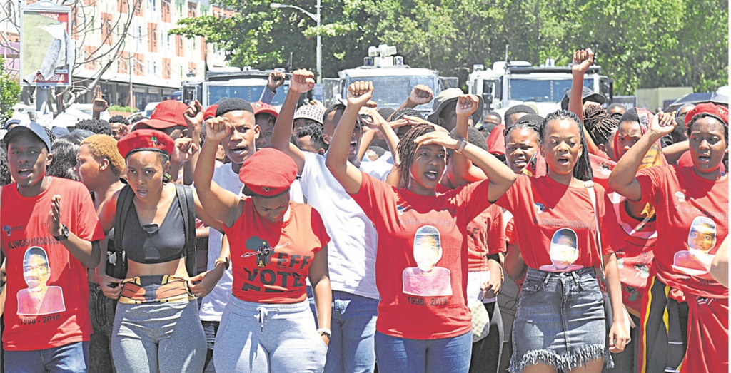Durban University of Technology students march through the streets to demand justice for Mlungisi Madonsela, who was shot dead on campus.Photo by Jabulani Langa