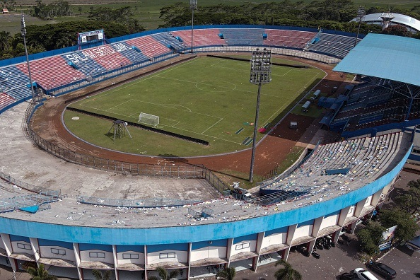 The aerial view of the Kanjuruhan stadium after th