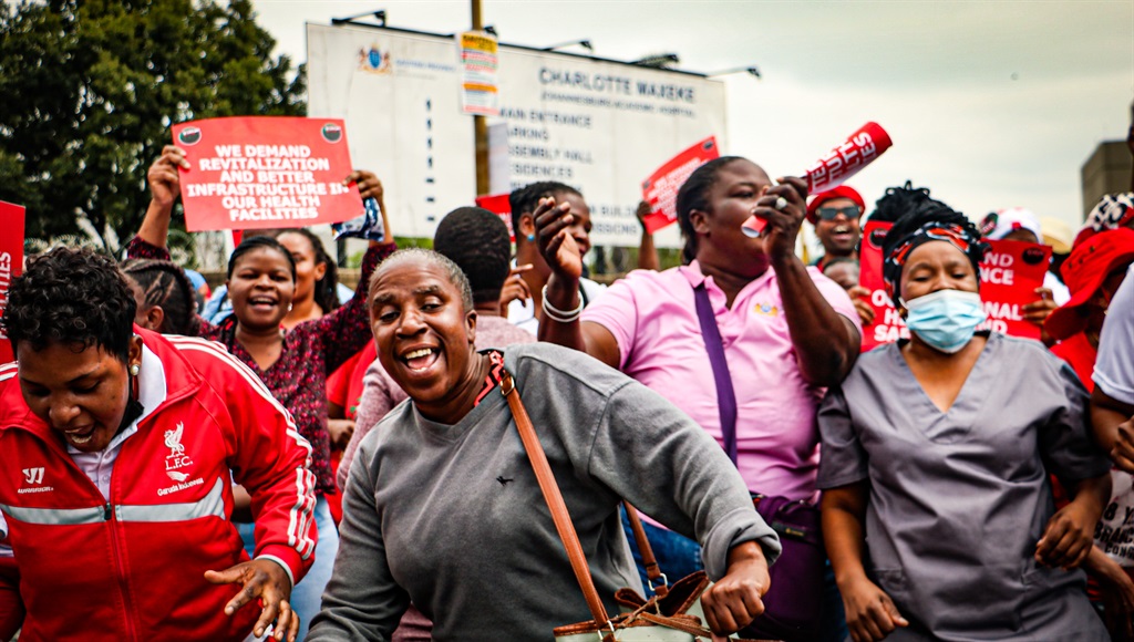 Nehawu members protesting in Gauteng.