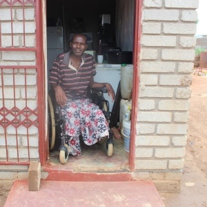 Joel Mnisi (52), whose legs were amputated due to sugar diabetes, at his house.