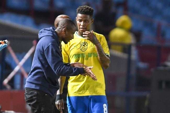 Mamelodi Sundowns' coach Rhulani Mokwena, pictured with Bongani Zungu, has made it clear that fringe players must fight for their places as playing opportunities will not be handed to just because the club is busy. 
(Lefty Shivambu/Gallo Images)