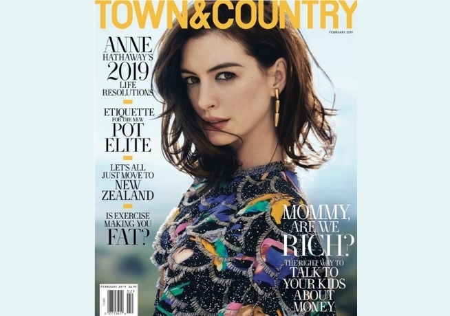 Anne Hathaway shot by Francesco Carrozzini for Town & Country Magazine's February 2019 cover (annehathaway) 