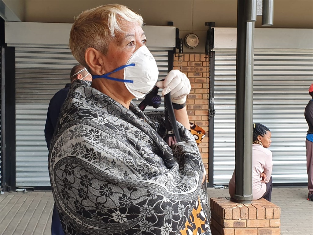 Delores Gelderbloem (67) stands in the queue to collect her pension at the Shoprite in Sophiatown. Picture: Palesa Dlamini