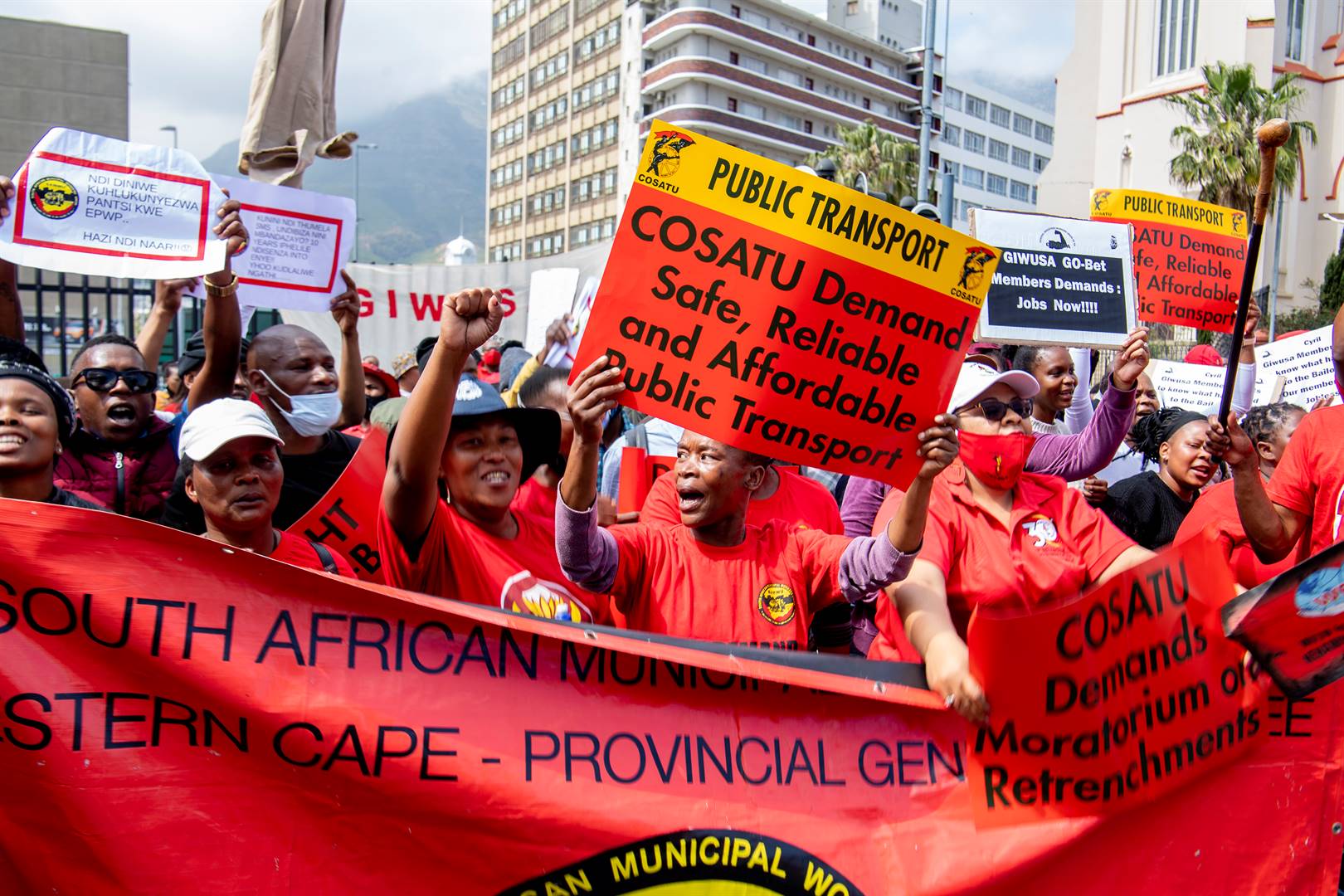 Trade union members affilated to Cosatu taking part in a march. Photo: Jaco Marais