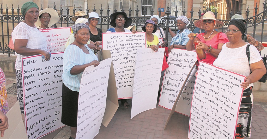 Gogos picket outside the KZN Legislature in Pietermaritzburg on Wednesday.Photo by Mawande Dlali