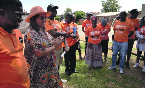 GOOD TIMES: Patricia de Lille receives a warm welcome in Soweto.  Photo by Sifiso Jimta