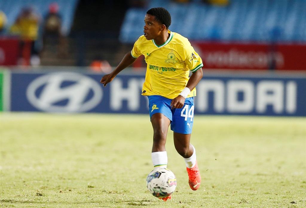 PRETORIA, SOUTH AFRICA - MARCH 14: Siyabonga Mabena of Mamelodi Sundowns in action during the DStv Premiership match between Mamelodi Sundowns and Royal AM at Loftus Versfeld Stadium on March 14, 2023 in Pretoria, South Africa. (Photo by Gallo Images)