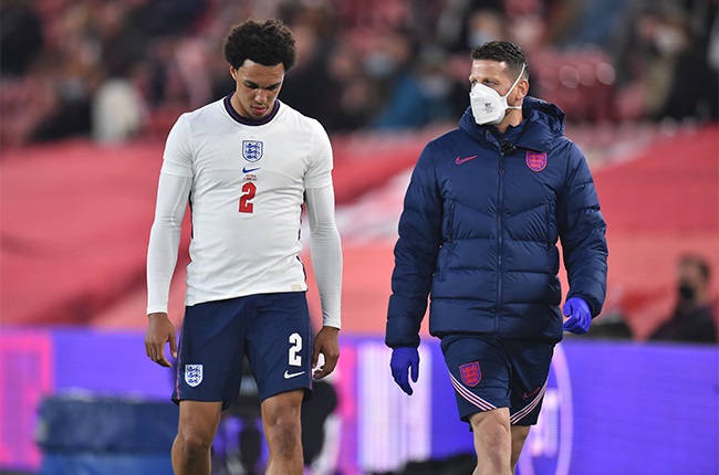 Trent Alexander-Arnold of England is substituted after picking up an injury. (Photo by Peter Powell - Pool/Getty Images)