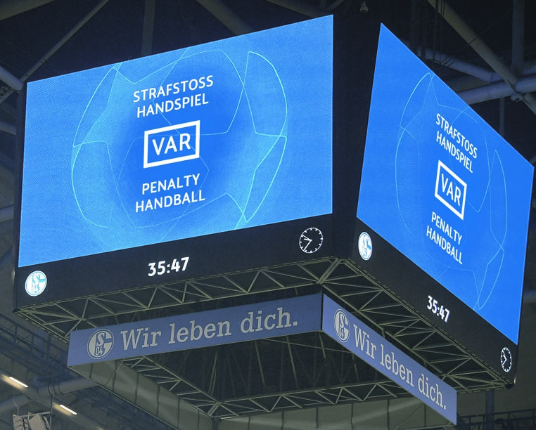 That was the VAR verdict in the Schalke vs City game. Picture: Stuart Franklin / Bongarts / Getty Images