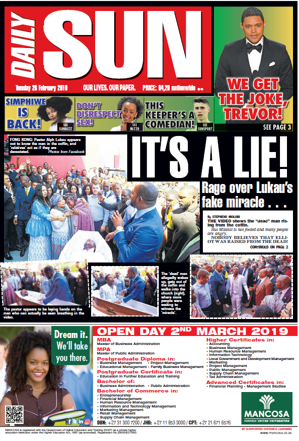 TODAY'S FRONT PAGE! Daily Sun