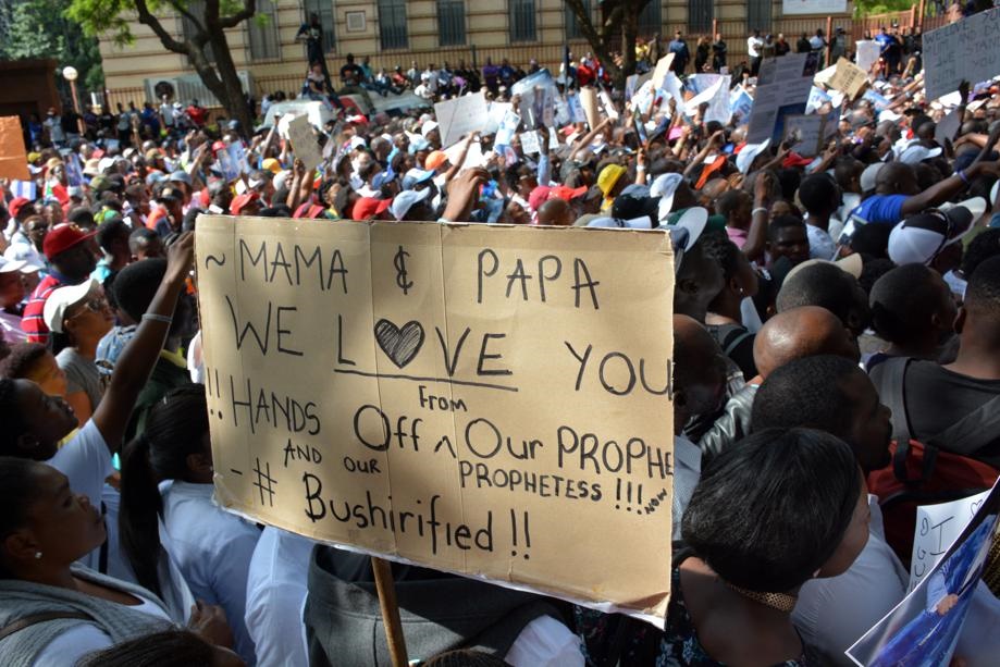 Supporters of Shepherd Bushiri came in numbers to pray and support him and his wife at the Commercial Crimes Court in Pretoria. Picture: Morapedi Mashashe/Daily Sun