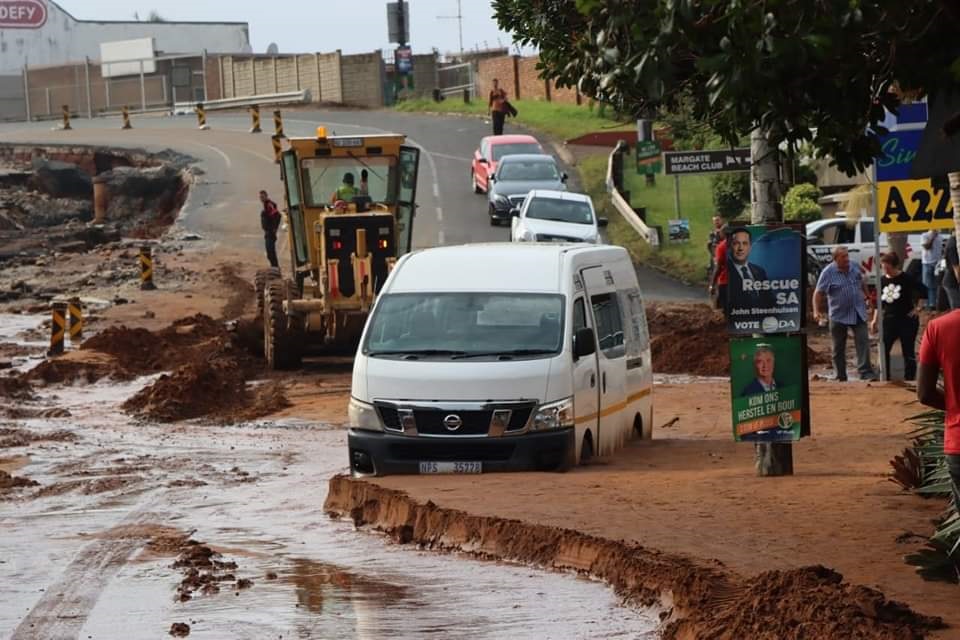 The trail of damage left by the floods in Margate, KZN. 