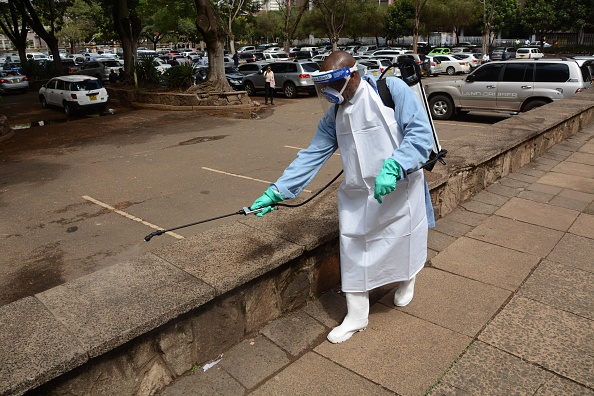 A street in Kenya gets sterilised. (Getty Images)