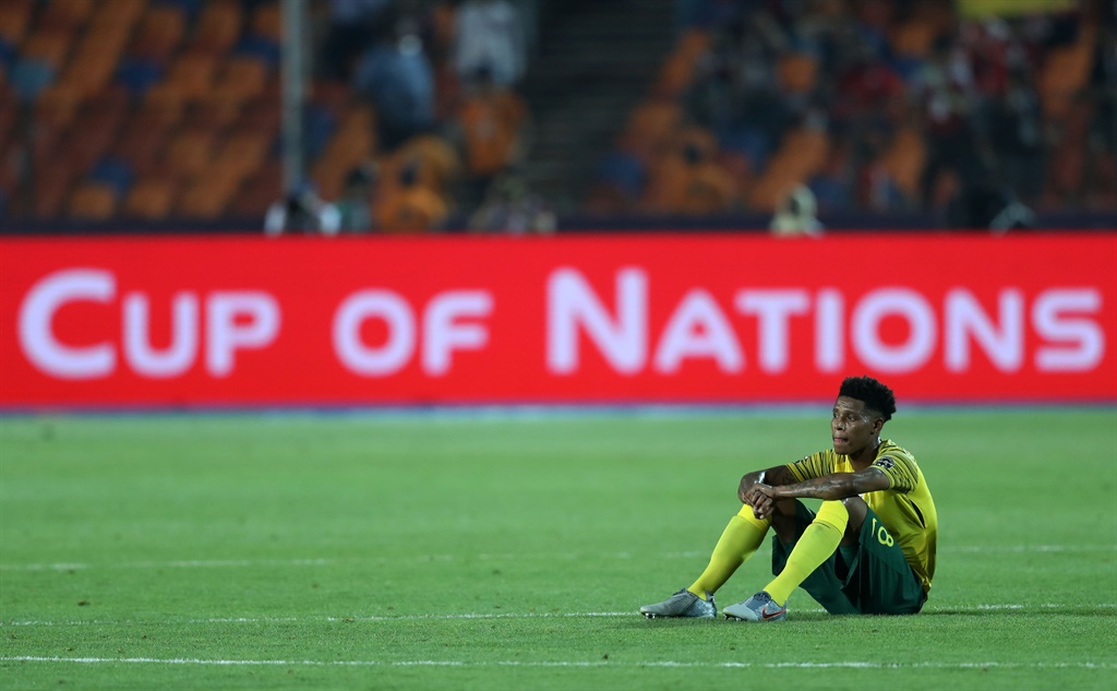 Bongani Zungu of South Africa dejected during the 2019 Africa Cup of Nations Finals, quarterfinals match between Nigeria and South Africa at Cairo International Stadium, Cairo, Egypt on 10 July 2019 Â©Samuel Shivambu/BackpagePix