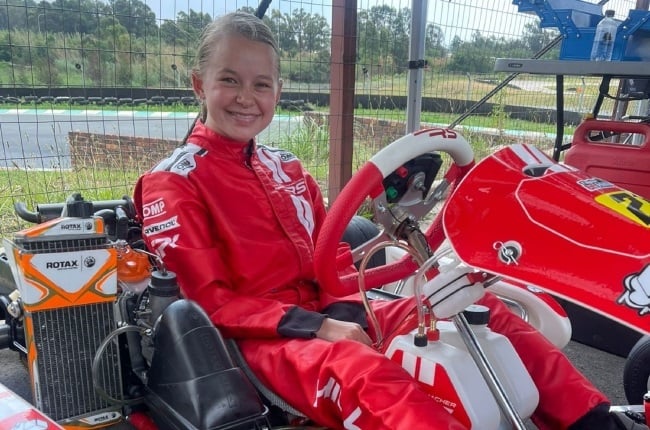 Taylor Hill in her customised kart. She uses her hands to operate the kart, instead of her feet. (PHOTO: Supplied) 