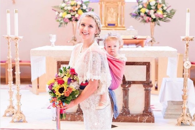 "A sleeping toddler is a quiet toddler!" One mom's beautiful solution to include her daughter in their wedding.