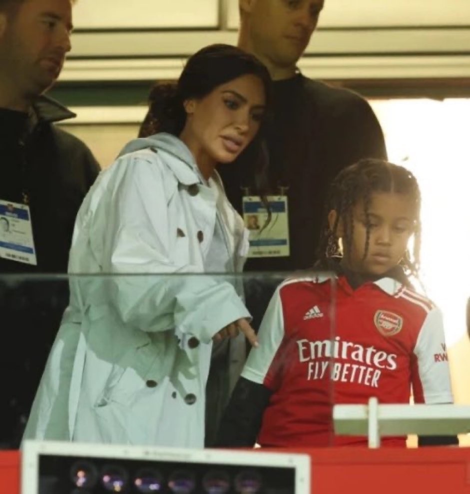 Kim Kardashian spotted at the Arsenal vs Sporting 