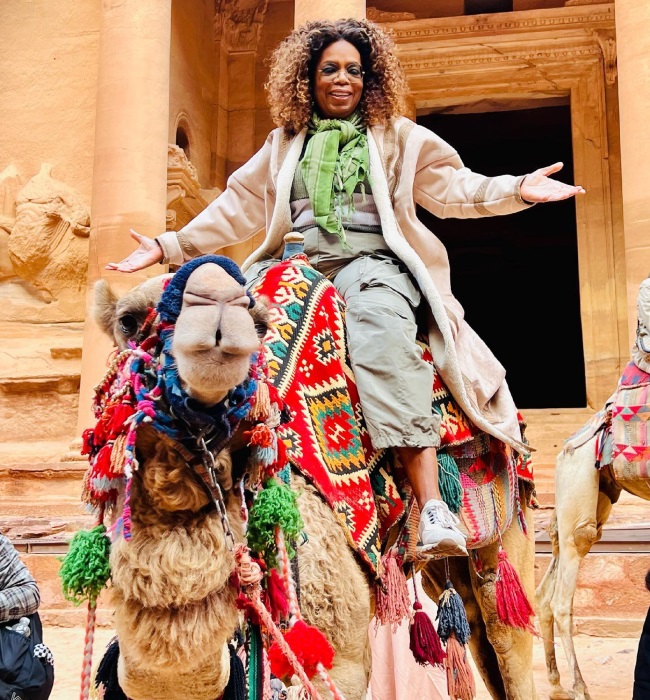  The voyage saw Oprah enjoying a camel ride and vi