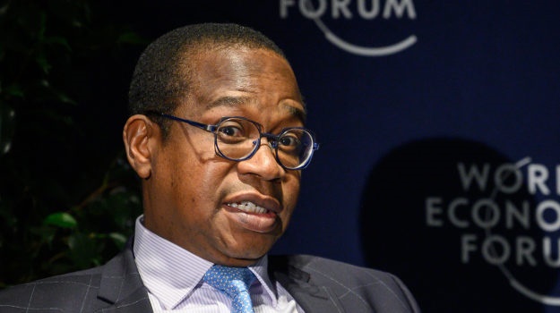 Finance Minister of Zimbabwe Mthuli Ncube, gestures during an interview with AFP at the World Economic Forum  annual meeting, on January 22, 2019, in Davos, eastern Switzerland. (FABRICE COFFRINI/AFP/Getty Images)