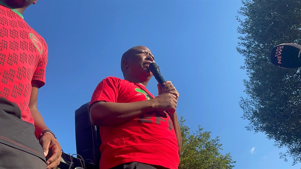 EFF leader Julius Malema during the National Shutdown March in Tshwane on Monday (20, March). Photo by Kgalalelo Tlhoaele
