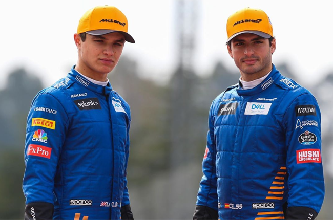 The McLaren F1 team's drivers in 2020: Lando Norris (left) and Carlos Sainz.
