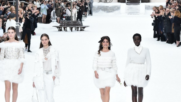 Penelope Cruz and models walk the runway at Paris Fashion Week