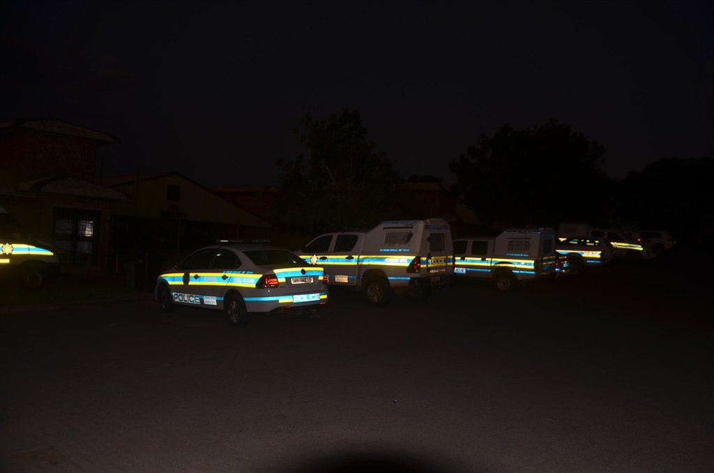 Police were at the scene after two guards were shot at by heavily armed thugs. Photo by Oris Mnisi 