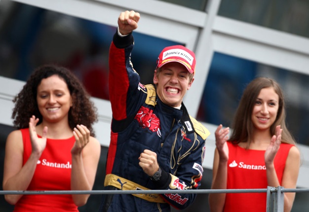 Sebastian Vettel celebrates his victory at the 2008 Italian Grand Prix at Monza, Italy. Image: David Davies - PA Images / PA Images via Getty Images