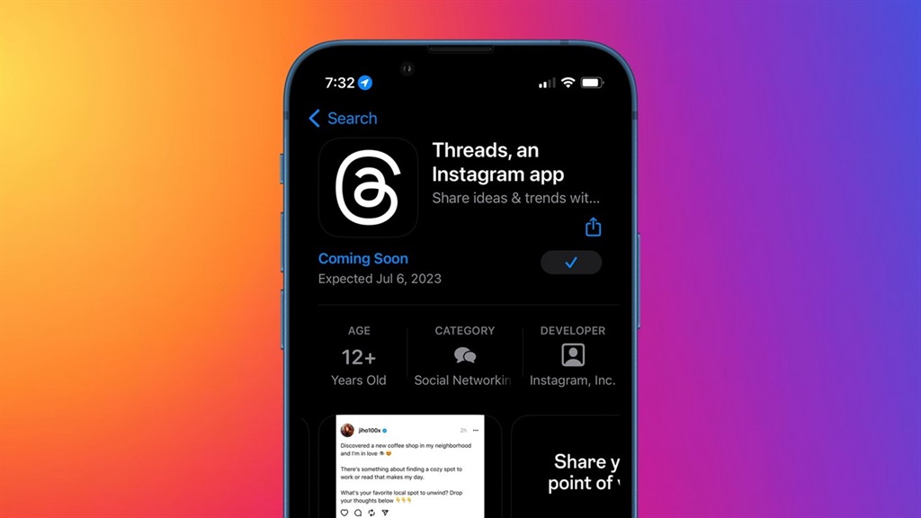 Listed as "Threads, an Instagram app," the new app is set to launch on Thursday.