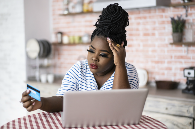 Woman stressed about finances