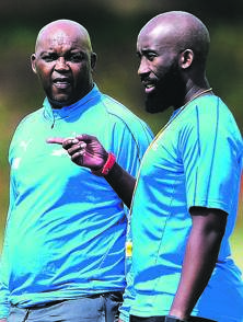 STRATEGISTS Sundowns coach Pitso Mosimane and fitness coach Kabelo Rangoaga have forged a great partnership. Picture: Themba Makofane 