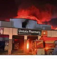 Umtata Pharmacy in Mthatha was also destroyed by fire.   