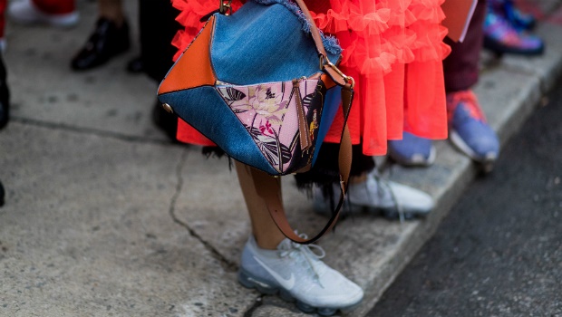 A guest wearing Nike Vapormax sneakers at New York Fashion Week