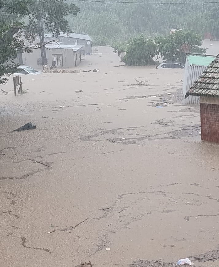The entire town of Port St Johns has been filled with water as heavy rain persists. 