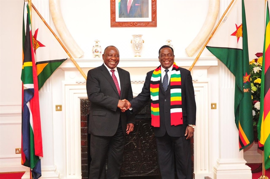 President Cyril Ramaphosa and Emmerson Mnangagwa of Zimbabwe. Picture: File