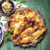 Phyllo parcels with potato, cheese and jalapeño