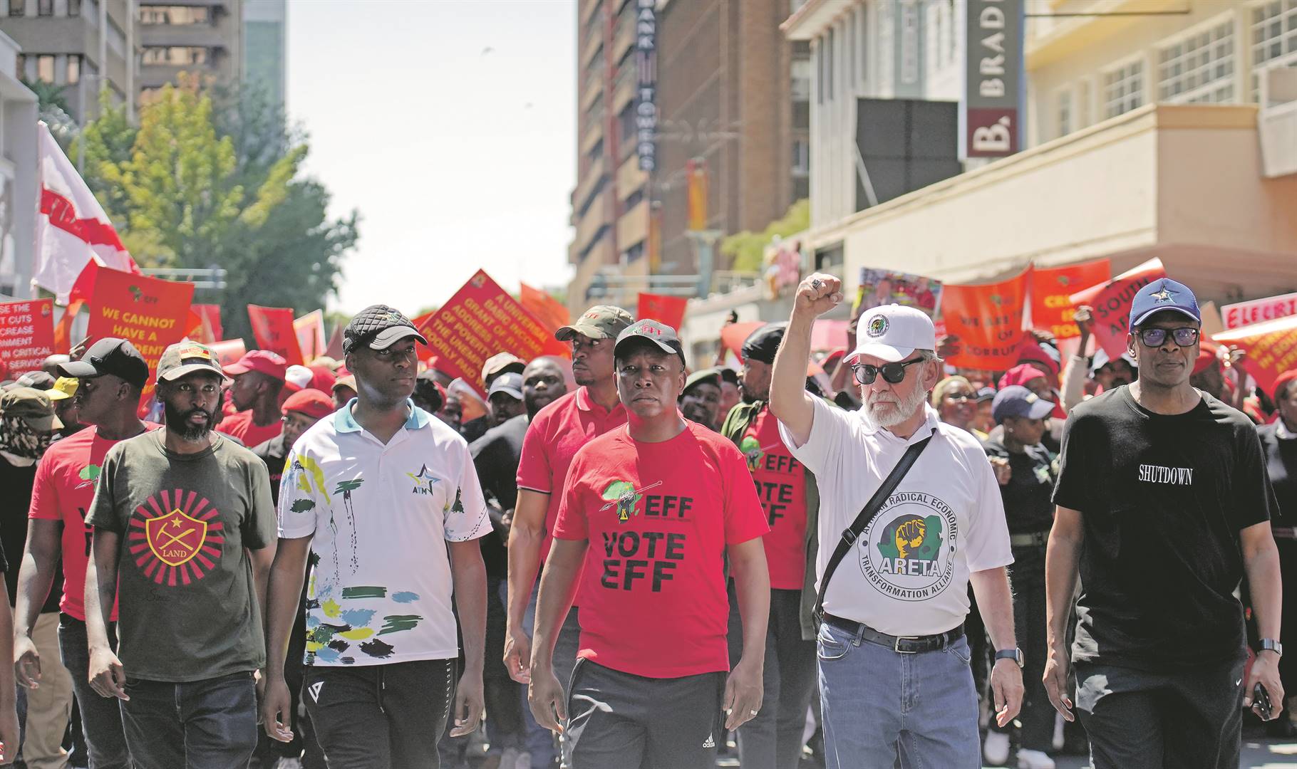 EFF president Julius Malema was joined by Carl Niehaus and Jimmy Manyi during the red berets’ march to the Union Buildings in Pretoria this week.