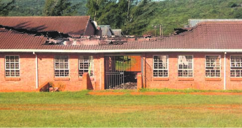 The administration block at Isicelosethu High School was torched on 2 March.  Photo by Zimbili Vilakazi