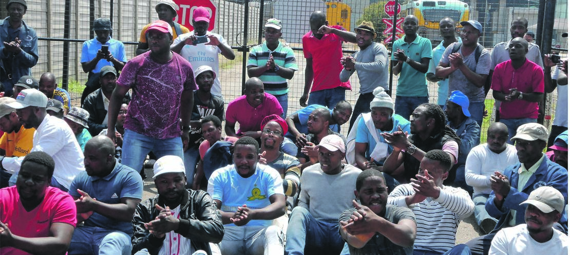 Naledi Rail Engineering workers embarked on a peaceful protest in Germiston, Ekurhuleni, on Wednesday.Photo by Nelson Mahlangu