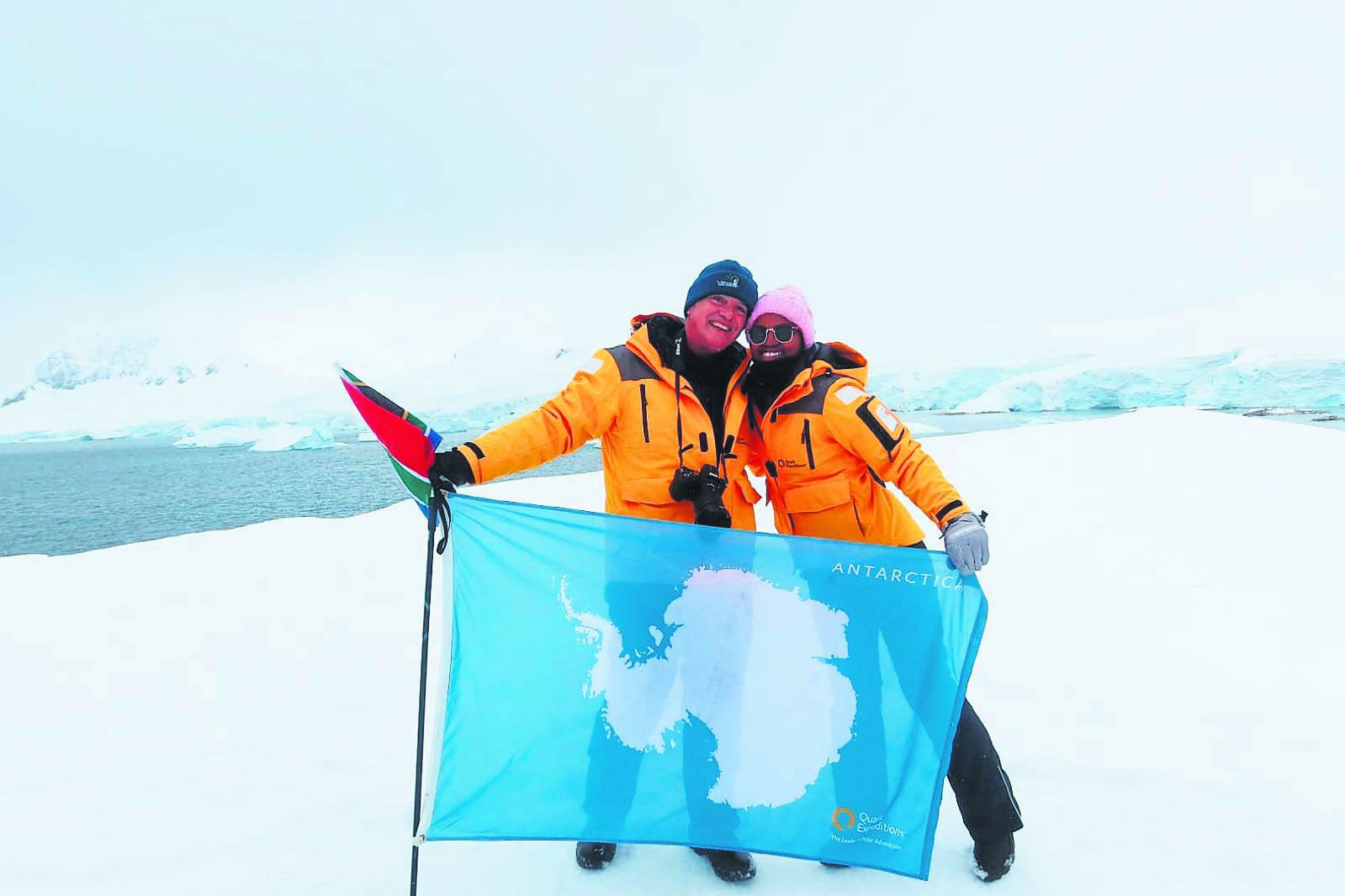 Bothasig residents Derek Antonio Serra and his wife, Akhona, in the South Pole.