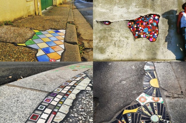 A mysterious artist known only as Ememem is going around European cities fixing potholes and broken walls. (PHOTOS: Instagram/@ememem.flacking)