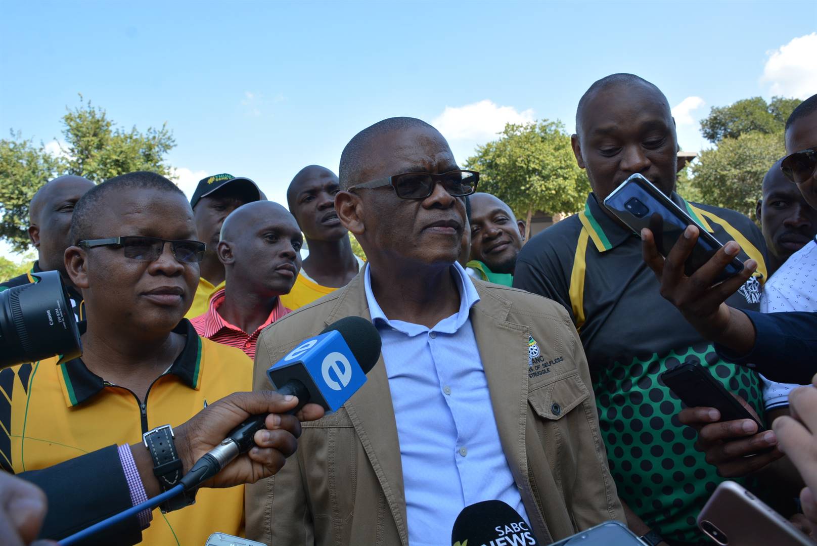 ANC secretary-general Ace Magashule leads an entourage of ANC members to submit his party&#39;s list at the Independent Electoral Commission’s offices for the upcoming elections. Picture: Morapedi Mashashe