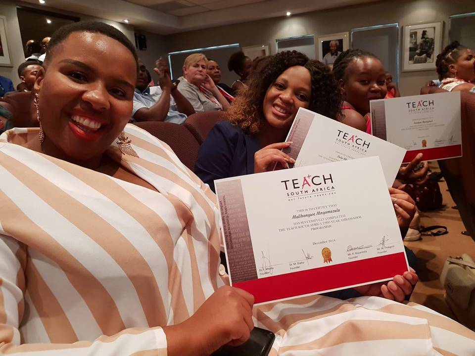 Malibongwe Mngomezulu with other TeachSA graduates Picture: Facebook/Teach South Africa 