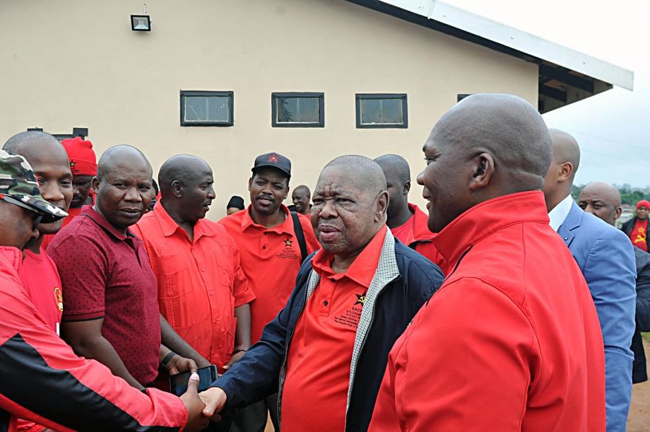SACP secretary-general Blade Nzimande greets members in Inchanga during his door-to-door election campaign. Photo by Jabulani Langa 