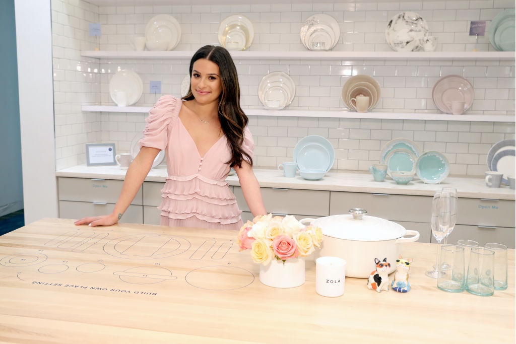 Lea Michele attends the Zola NYC Pop-Up Store Wedding Invites + Paper Launch on February 13, 2019 in New York City