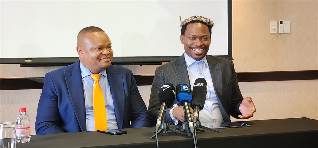 Former ActionSA leaders Bongani Baloyi (right) and Thlogi Moseki said Xiluva party is a new political home for young people.