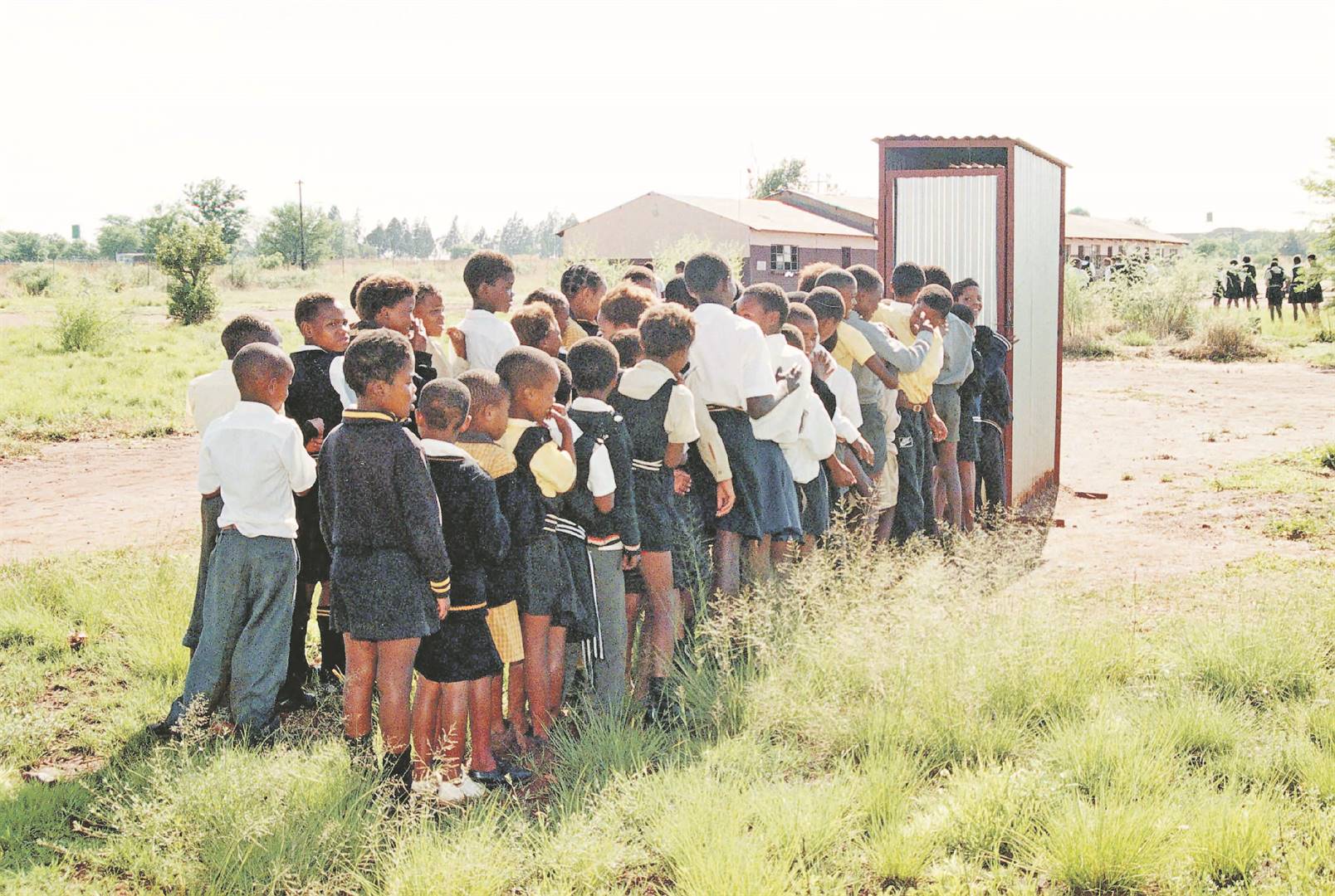 Learners queuing for the toilet at Terra Peccana Primary School. Photo: Sipho Maluka