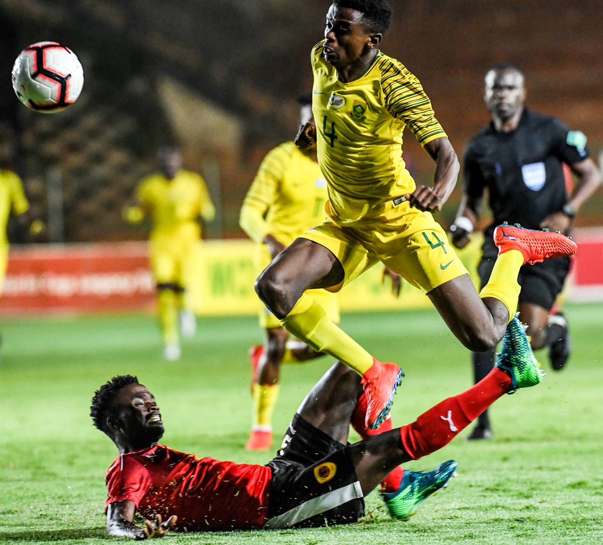 Teboho Mokoena on the attack during the South Africa U-23 match against Angola at Bidvest Stadium. Picture: Sydney Seshibedi/Gallo Images