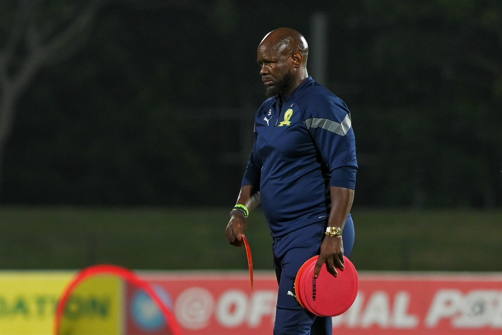 DURBAN, SOUTH AFRICA - APRIL 12: Steve Komphela, first team coach of Mamelodi Sundowns during the DStv Premiership match between Golden Arrows and Mamelodi Sundowns at Princess Magogo Stadium on April 12, 2023 in Durban, South Africa. (Photo by Darren Stewart/Gallo Images)
