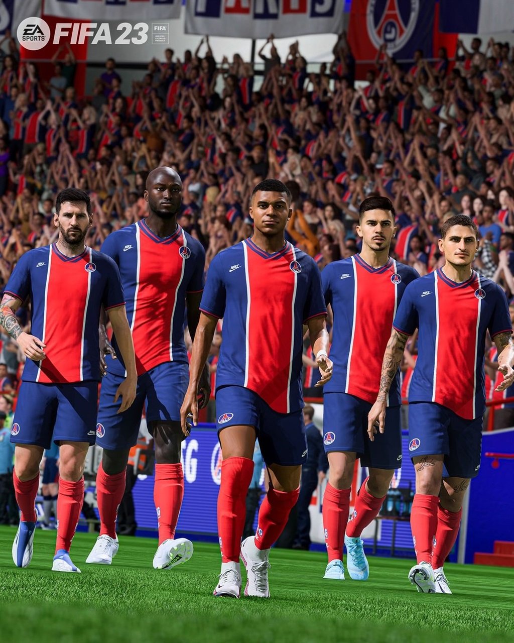 Current PSG players seen in a throwback kit on FUT 23.